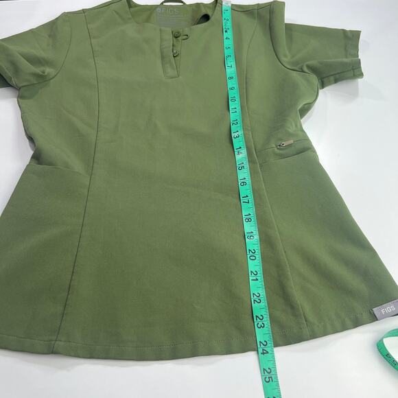 Figs Scrub Set Dark Olive Bristol Slim Henley Top Atlanta HW Skinny Jogger XSXSP - Picture 12 of 16